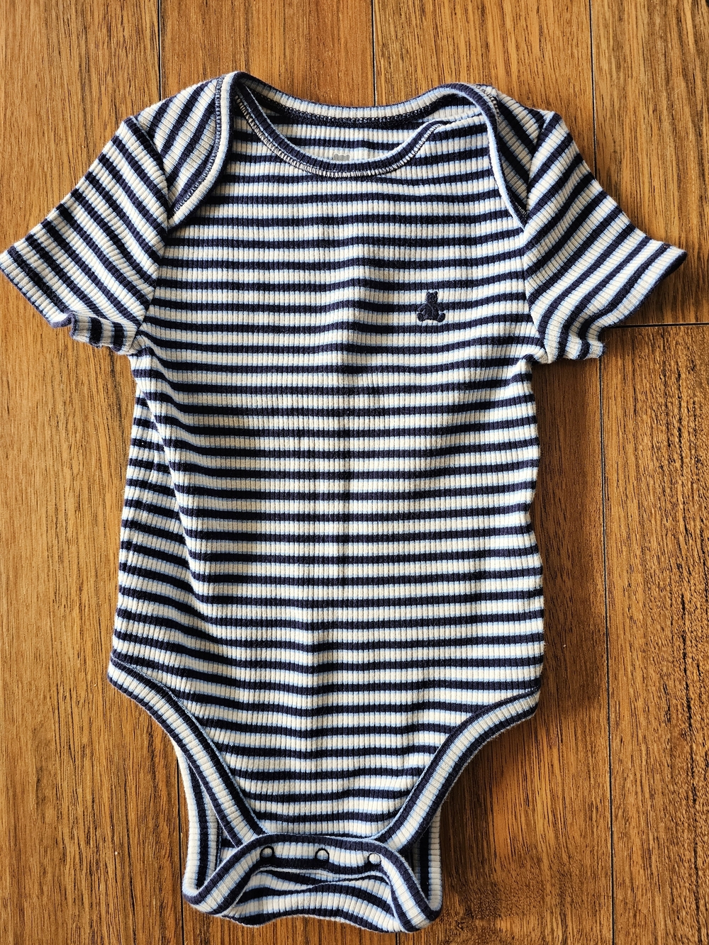 GAP Navy and White Striped Ribbed Baby Bodysuit